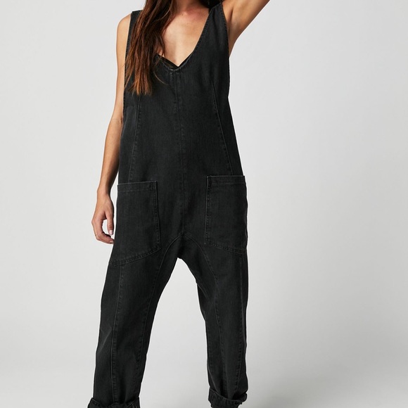 Free People High Roller Jumpsuit Mineral black size medium - Picture 1 of 4